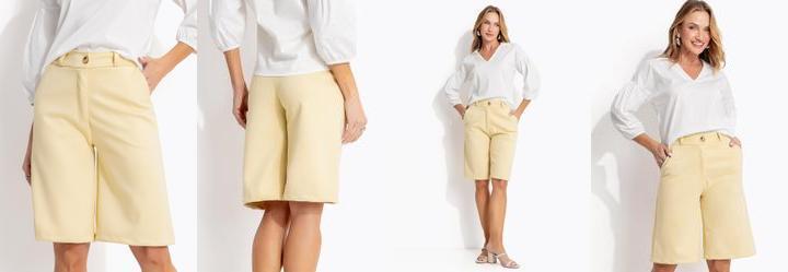 Short Amarelo Claro em Malha Suede