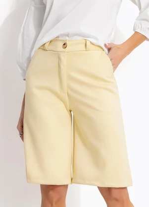 Quintess - Short Amarelo Manteiga em Malha Suede - QUINTESS