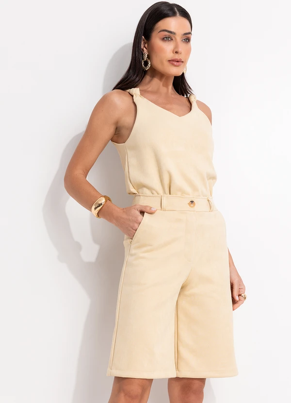 Quintess - Short Amarelo Manteiga em Malha Suede 10