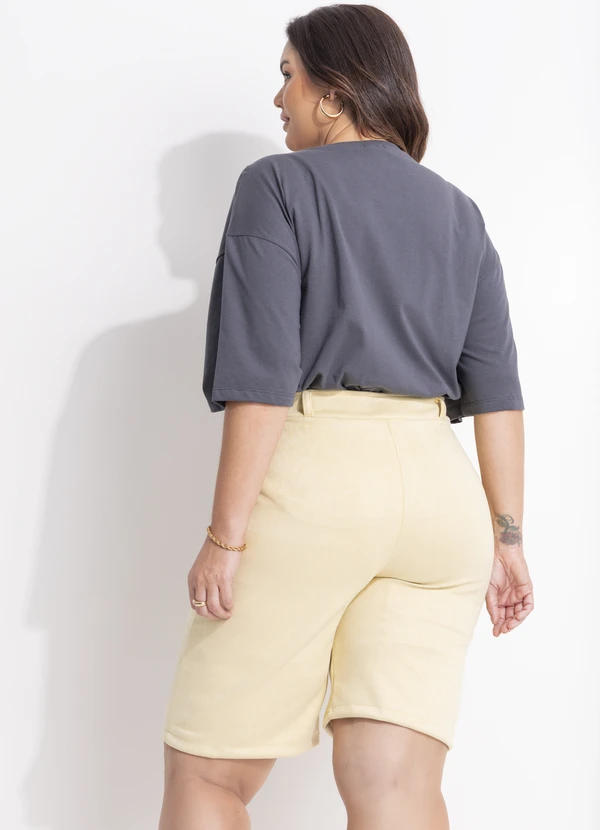 Quintess - Short Amarelo Manteiga em Malha Suede 13