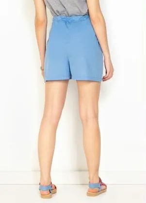 Moda Pop - Short Azul Celeste com Bolso e Pregas - MODA POP
