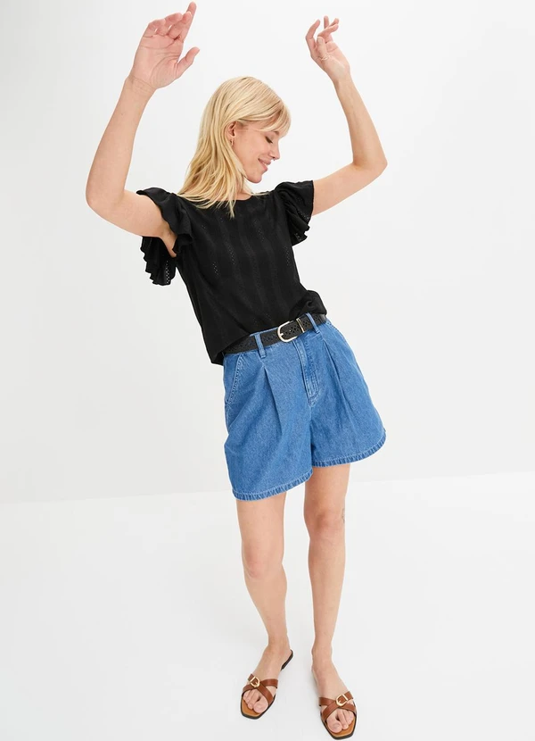 bonprix - Short Azul em Jeans Leve 3