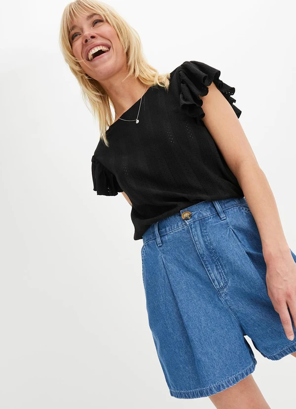 bonprix - Short Azul em Jeans Leve 4