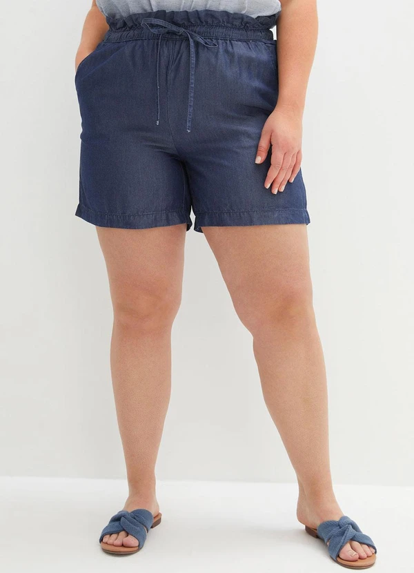 bonprix - Short Azul Escuro em Jeans Leve 7