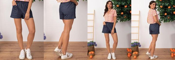 Short Azul Escuro em Malha