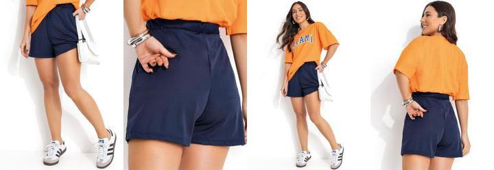 Short Azul Marinho em Malha