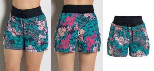 Short Bsico com Bolsos Estampada