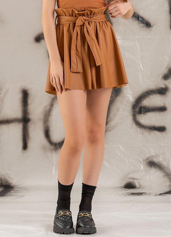 Choyee - Short Clochard em Pu Marrom