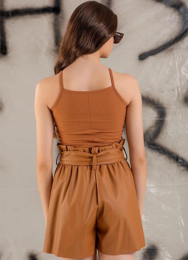 Choyee - Short Clochard em Pu Marrom 4