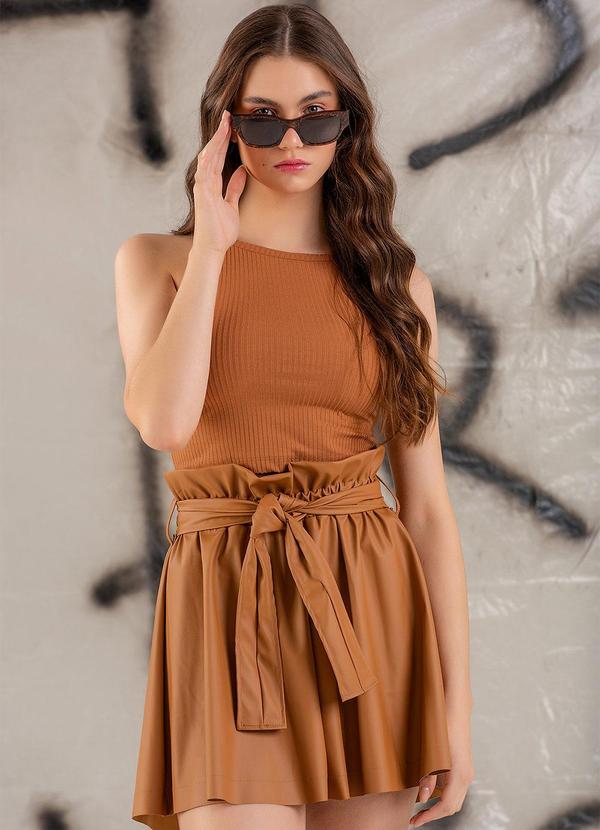 Choyee - Short Clochard em Pu Marrom 5