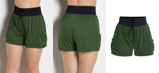 Short com Bolsos Verde Militar