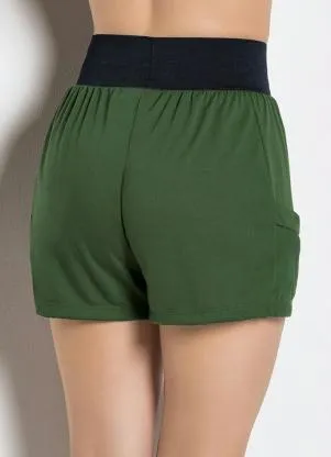 Moda Pop - Short com Bolsos Verde Militar - MODA POP