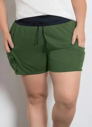 Moda Pop - Short com Bolsos Verde Militar - MODA POP