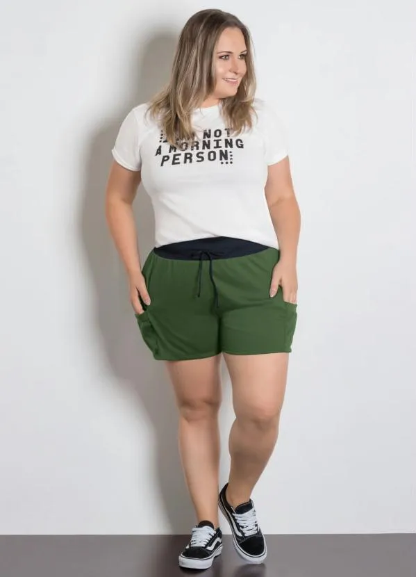 Moda Pop - Short com Bolsos Verde Militar 6