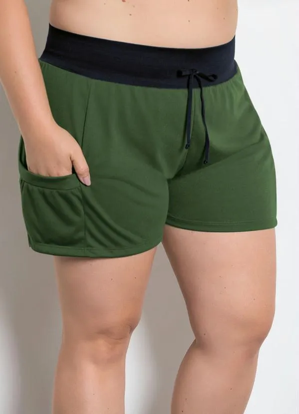 Moda Pop - Short com Bolsos Verde Militar 8