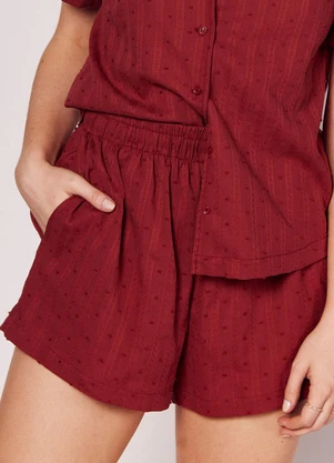 Sofie - Short com Bordado e Cós com Elástico Vermelho - SOFIE