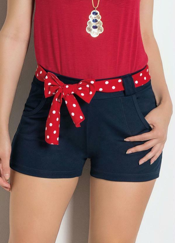 Outlet - Short com Faixa de Poá Marinho