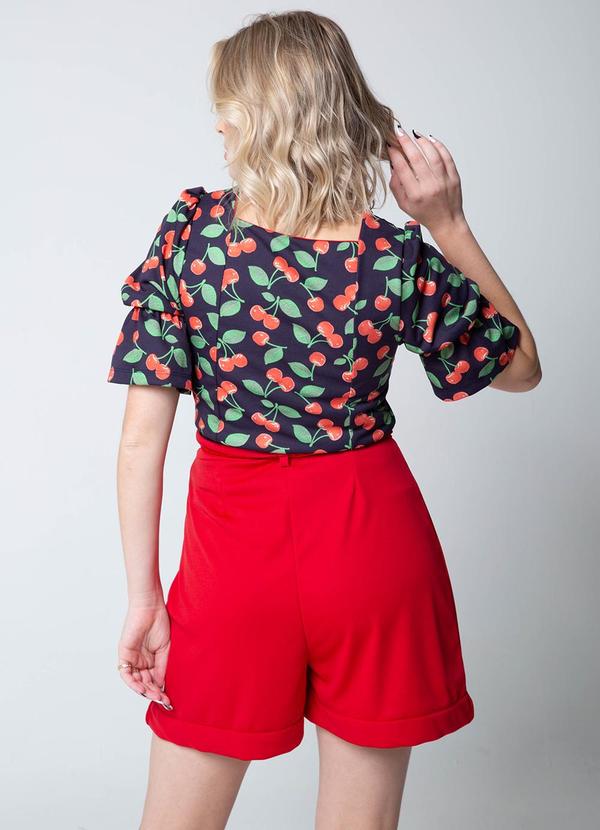 Misiss - Short com Pregas e Cordão Rafaela Vermelho 2