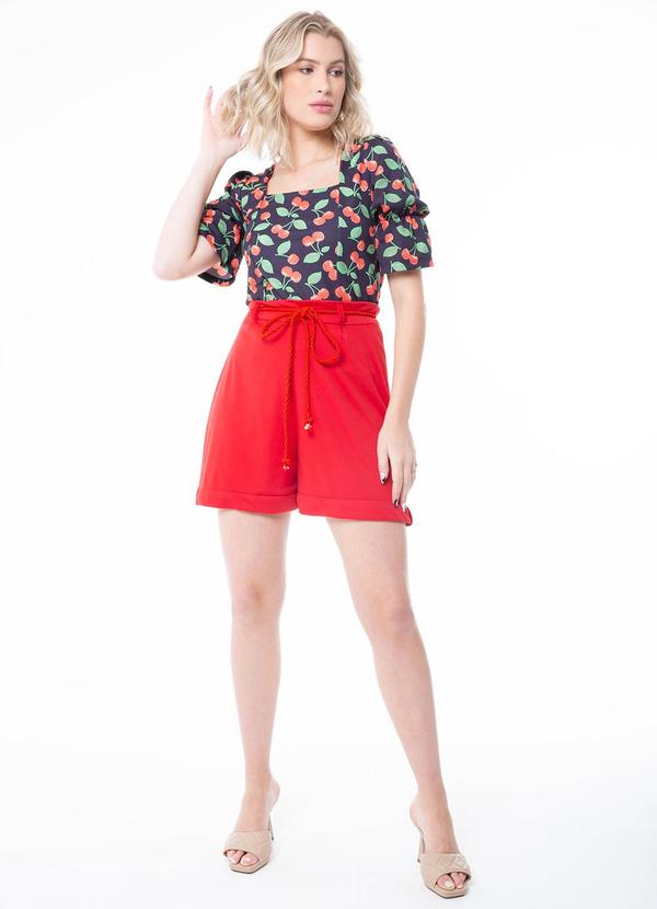 Misiss - Short com Pregas e Cordão Rafaela Vermelho 3