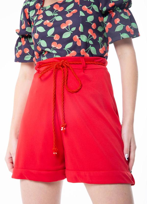 Misiss - Short com Pregas e Cordão Rafaela Vermelho 4
