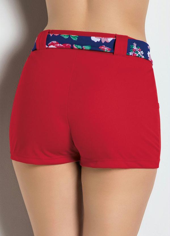 Outlet - Short Curto com Faixa Estampada Vermelha 2