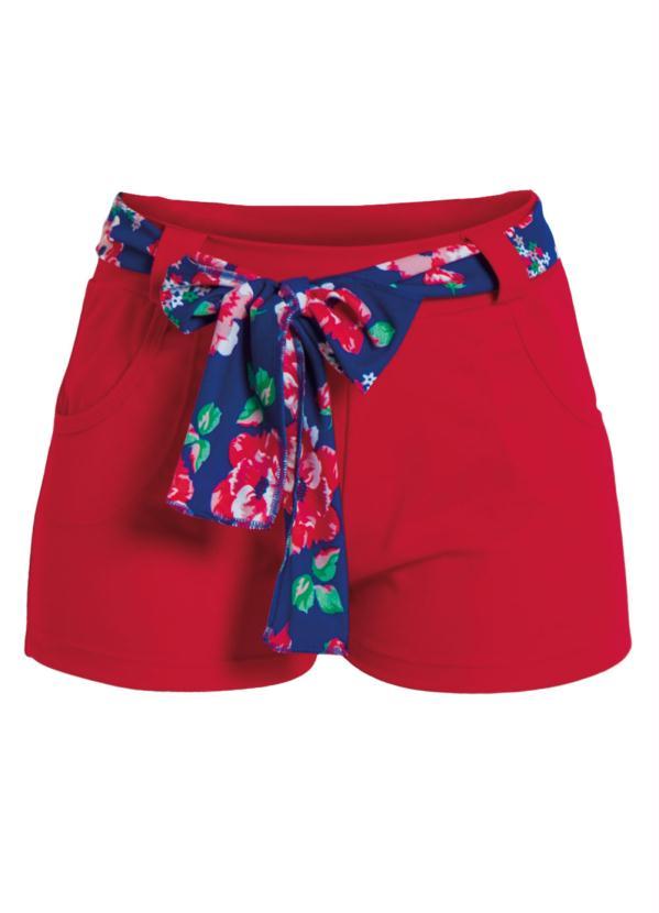 Outlet - Short Curto com Faixa Estampada Vermelha 3