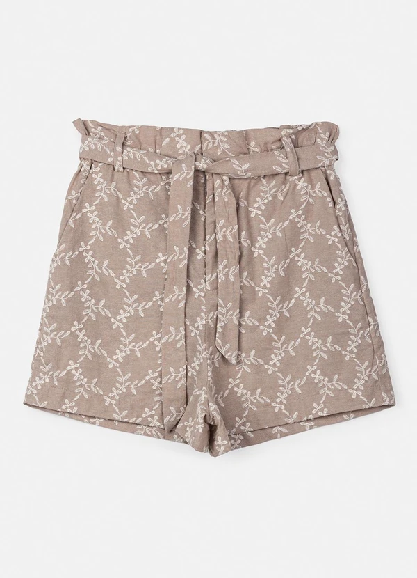 Authoria - Short de Laise Bege Bordado Bege