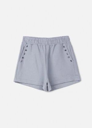 Authoria - Short de Moletom Cinza com Chatons Cinza - AUTHORIA