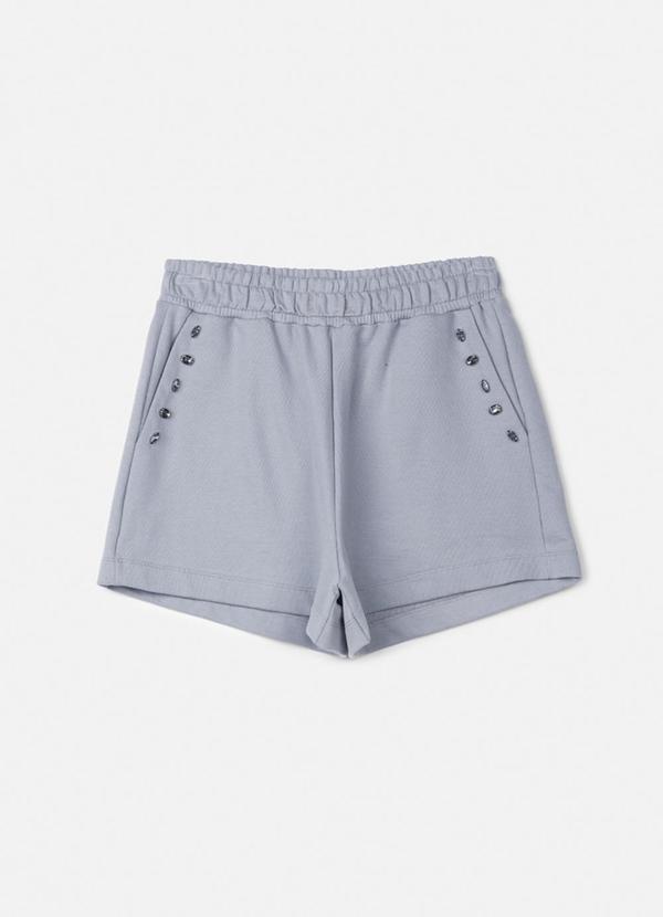 Authoria - Short de Moletom Cinza com Chatons Cinza