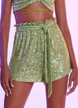 Authoria - Short de Paetê Verde Verde Limão - AUTHORIA