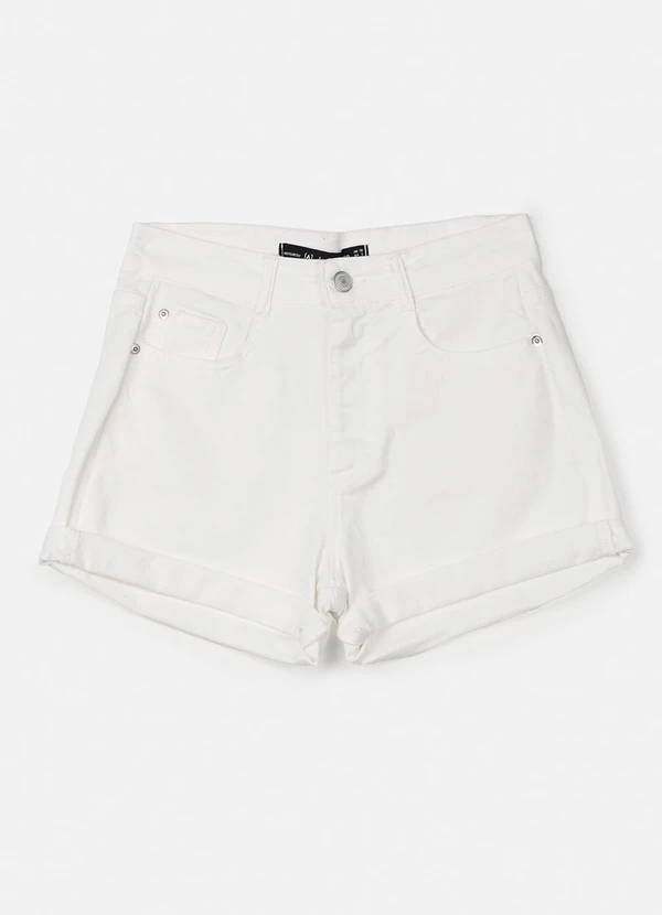 Authoria - Short de Sarja com Barra Dobrada Branco