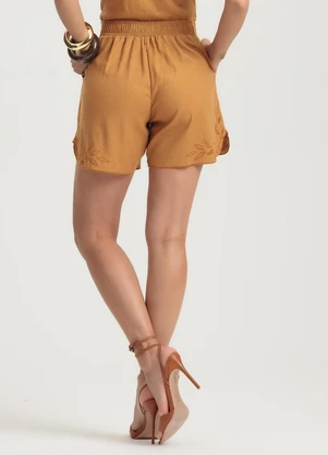 Gris - Short em Linho Marrom - GRIS