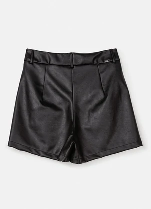 Authoria - Short Fake Leather com Pregas Preto - AUTHORIA