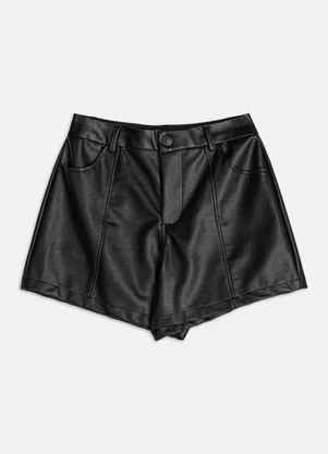 Authoria - Short Fake Leather com Recortes Preto - AUTHORIA