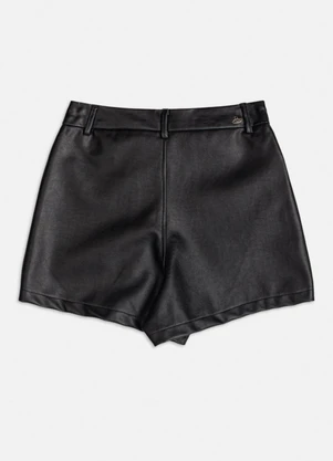 Authoria - Short Fake Leather com Recortes Preto - AUTHORIA
