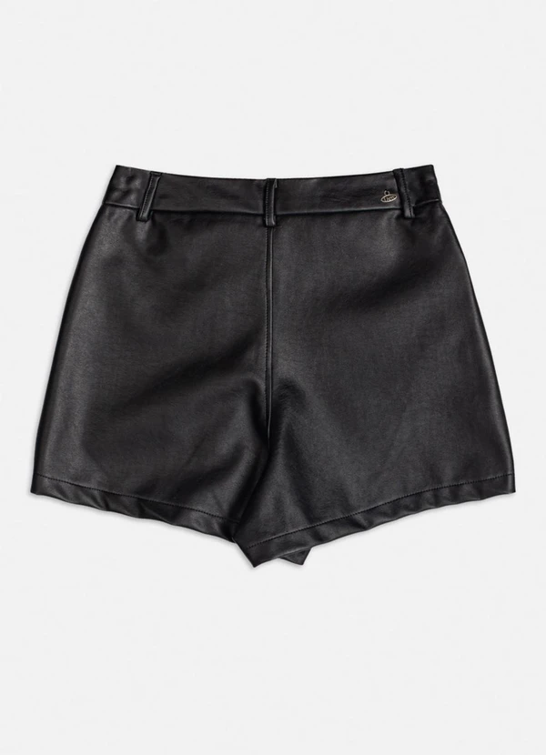 Authoria - Short Fake Leather com Recortes Preto 2