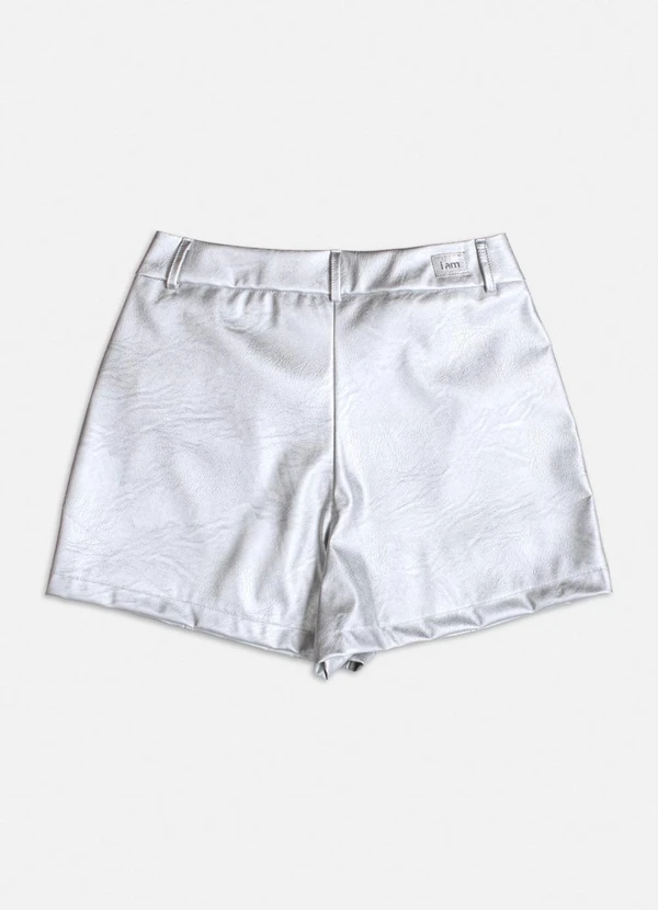 Authoria - Short Fake Leather Metalizado Prata 2