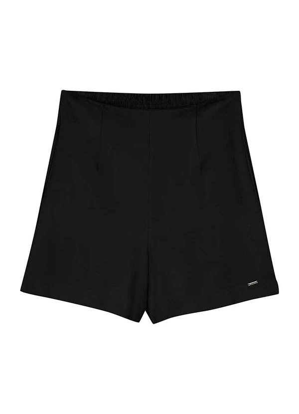 Marialícia - Short Feminino Alfaiataria Creponado Preto 1
