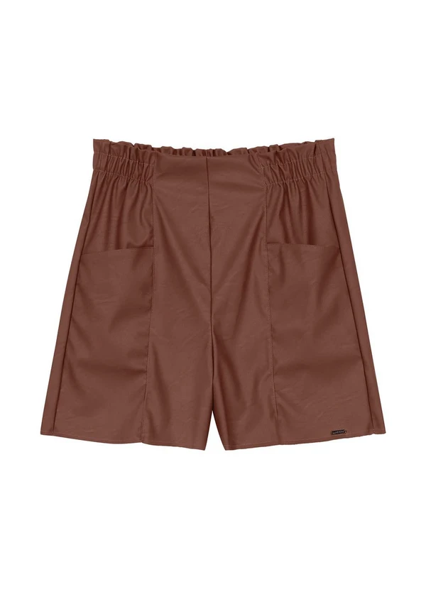 Marialícia - Short Feminino Cintura Alta Marrom 3
