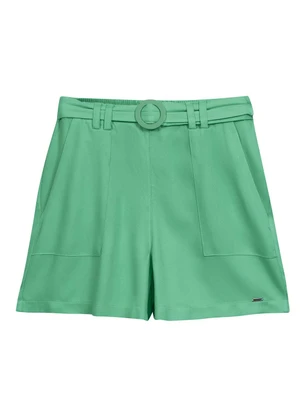 Marialícia - Short Feminino com Cinto Verde - MARIALÍCIA