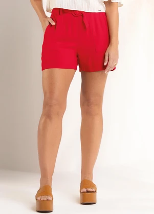 Marialícia - Short Feminino com Cinto Vermelho - MARIALÍCIA