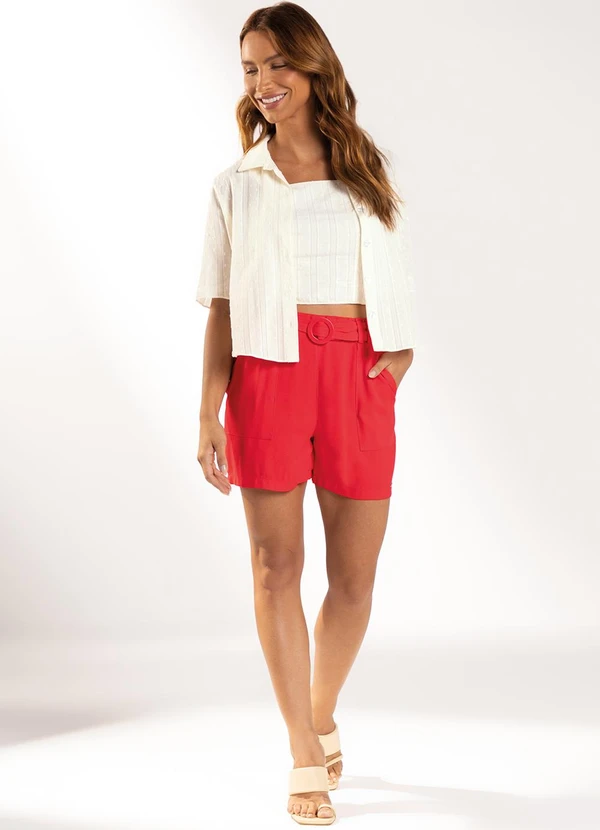 Marialícia - Short Feminino com Cinto Vermelho 3