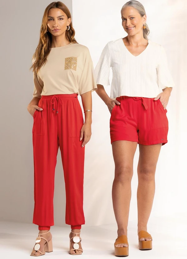 Marialícia - Short Feminino com Cinto Vermelho 4