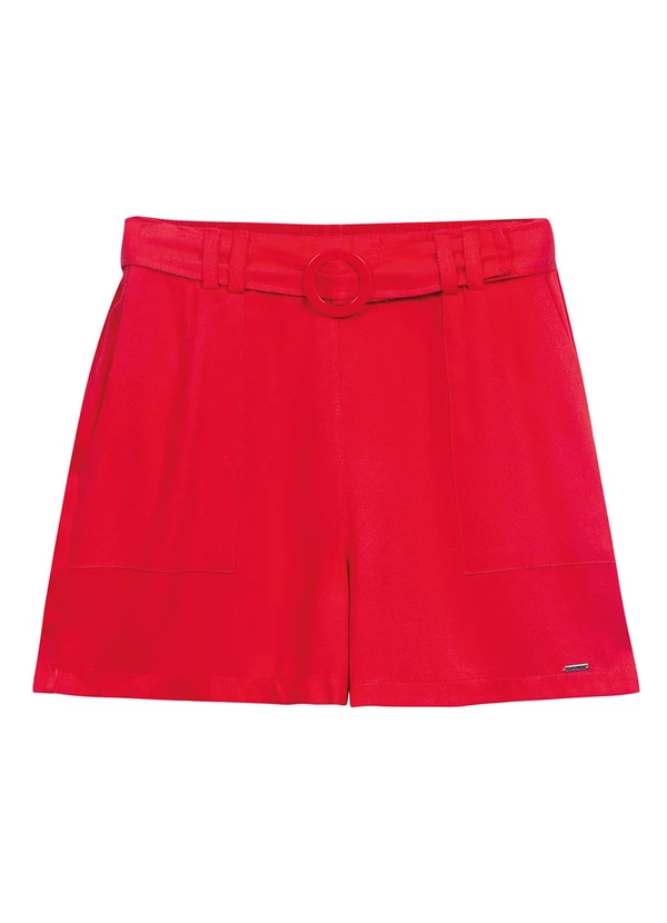 Marialícia - Short Feminino com Cinto Vermelho 5