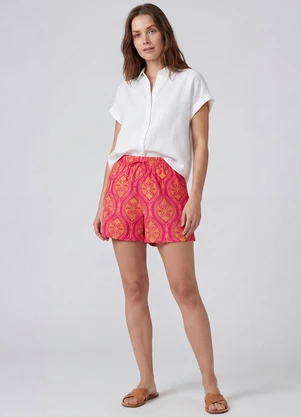 Infinita Cor - Short Feminino com Cós e Laço Rosa - INFINITA COR