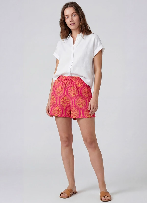 Infinita Cor - Short Feminino com Cós e Laço Rosa 2