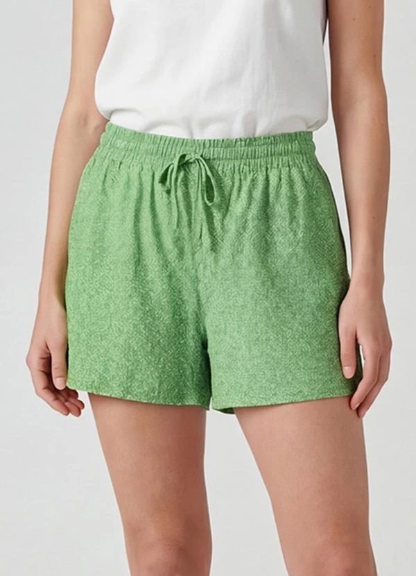 Infinita Cor - Short Feminino com Cós e Laço Verde