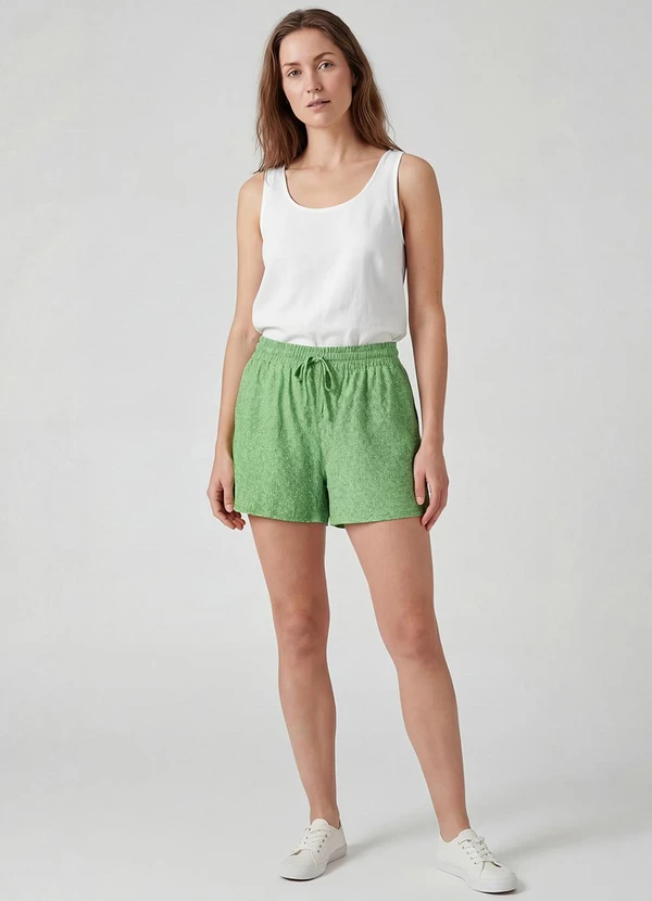 Infinita Cor - Short Feminino com Cós e Laço Verde 2