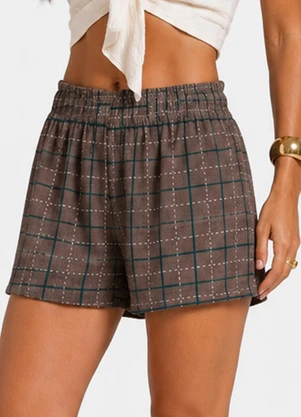 Infinita Cor - Short Feminino com Elástico no Cós Cinza - INFINITA COR