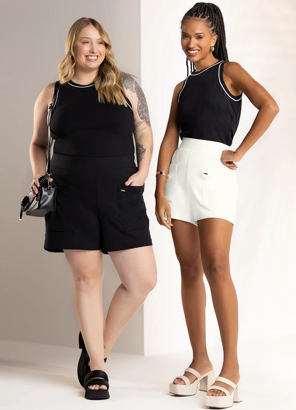 Marialícia - Short Feminino em Moletinho Bege 2